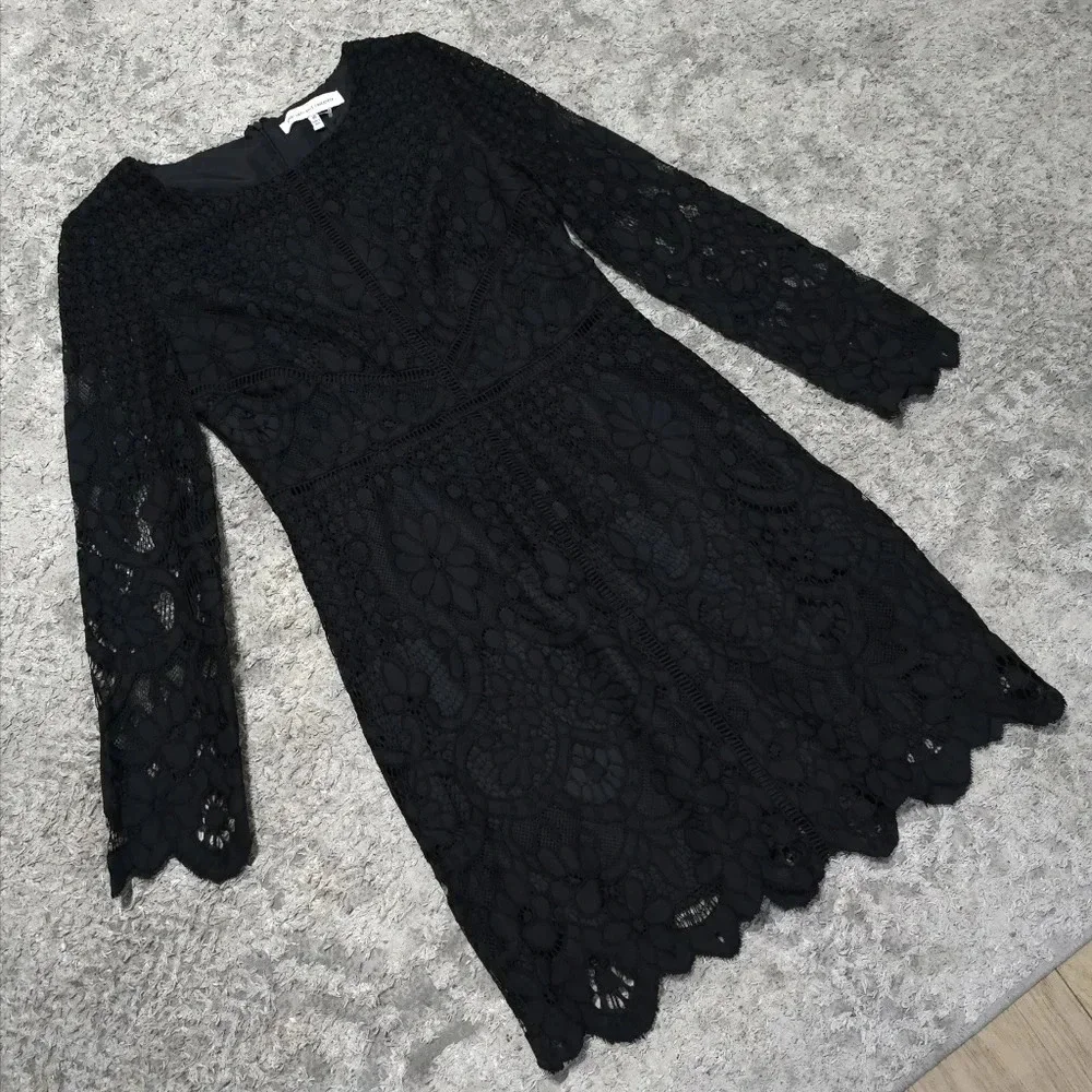 CUPCAKES & CASHMERE Nwt Makenna Black All-Over Lace Dress, Scalloped Hem, 10 - Picture 9 of 16